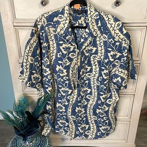Tommy Hilfiger Hawaiian Mens Shirt Size X Large Blue